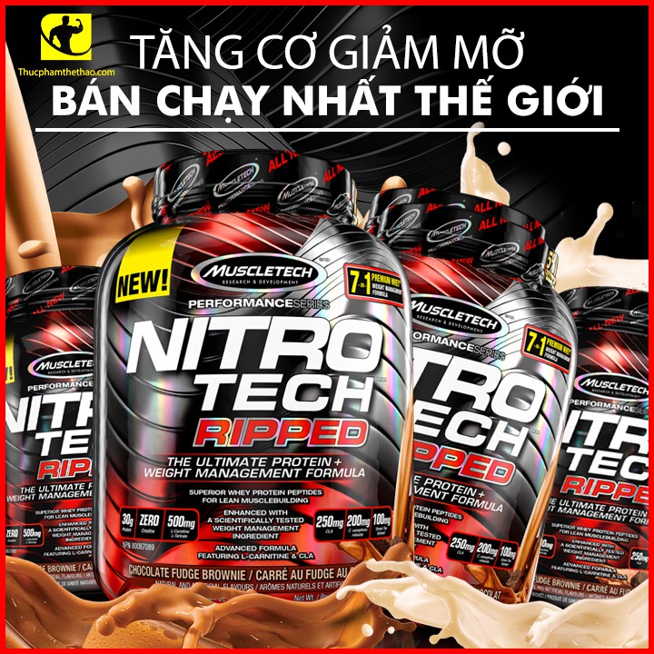 Sữa tăng cơ giảm mỡ Nitro Tech Ripped Hộp 4lbs