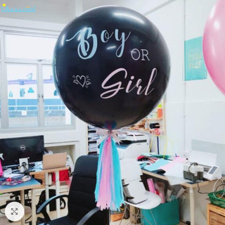 Bộ bong bóng 91.44 cm in chữ "Boy or Girl" có hoa giấy màu hồng và lam dùng cho trang trí tiệc sinh nhật / tiệc cưới
