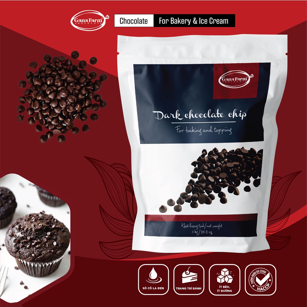 Socola Chip 150gr GANAFARM Dạng Viên Nhỏ Dùng Để Trang Trí Bánh Kẹo Đồ Ăn Vặt Các Món Tráng Miệng - CD150