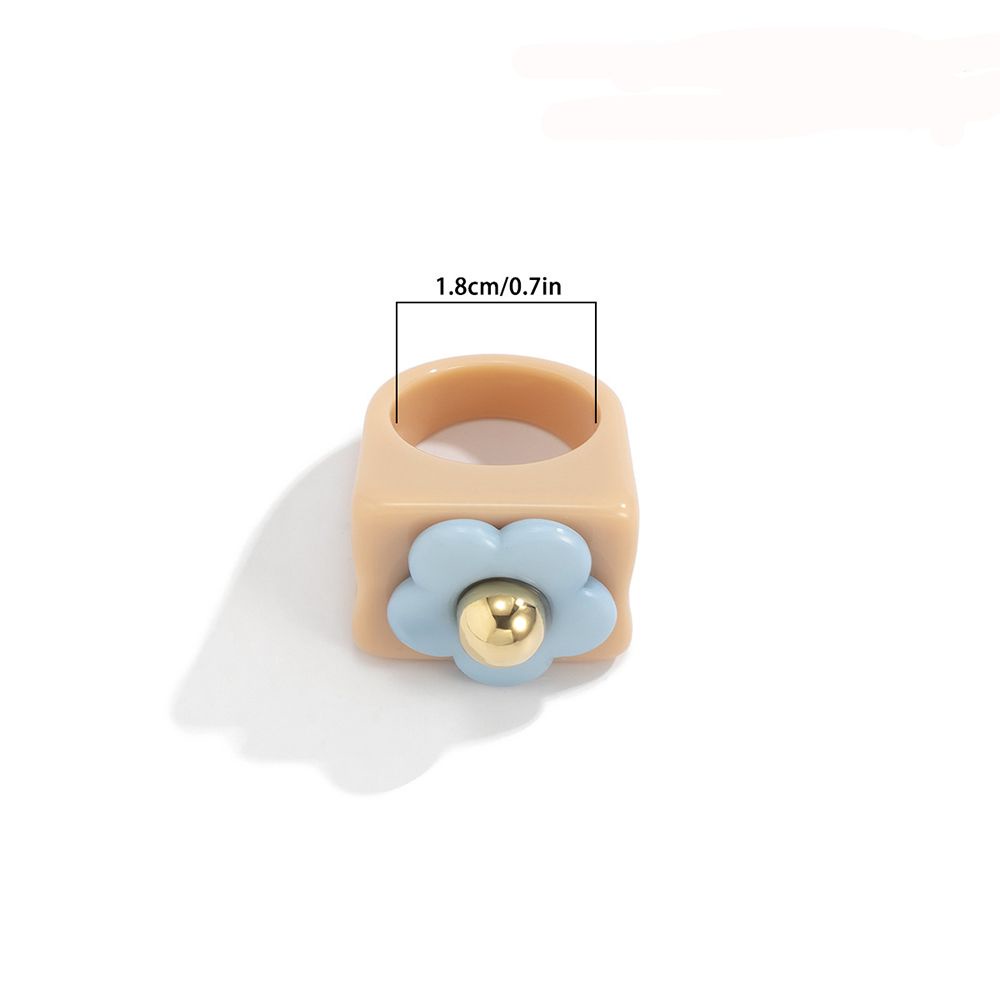 Nhẫn đeo tay bằng nhựa resin hình vuông màu kẹo đơn giản thời trang Hàn Quốc cho nữ