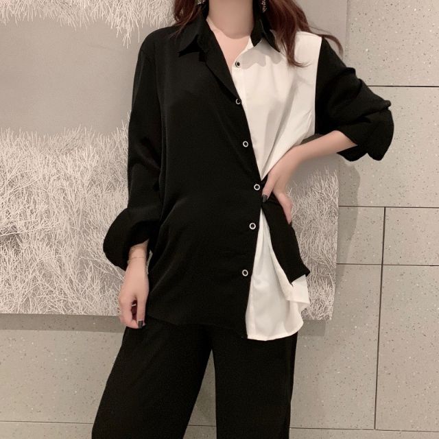 Áo sơ mi đen trắng Áo sơ mi dài tay