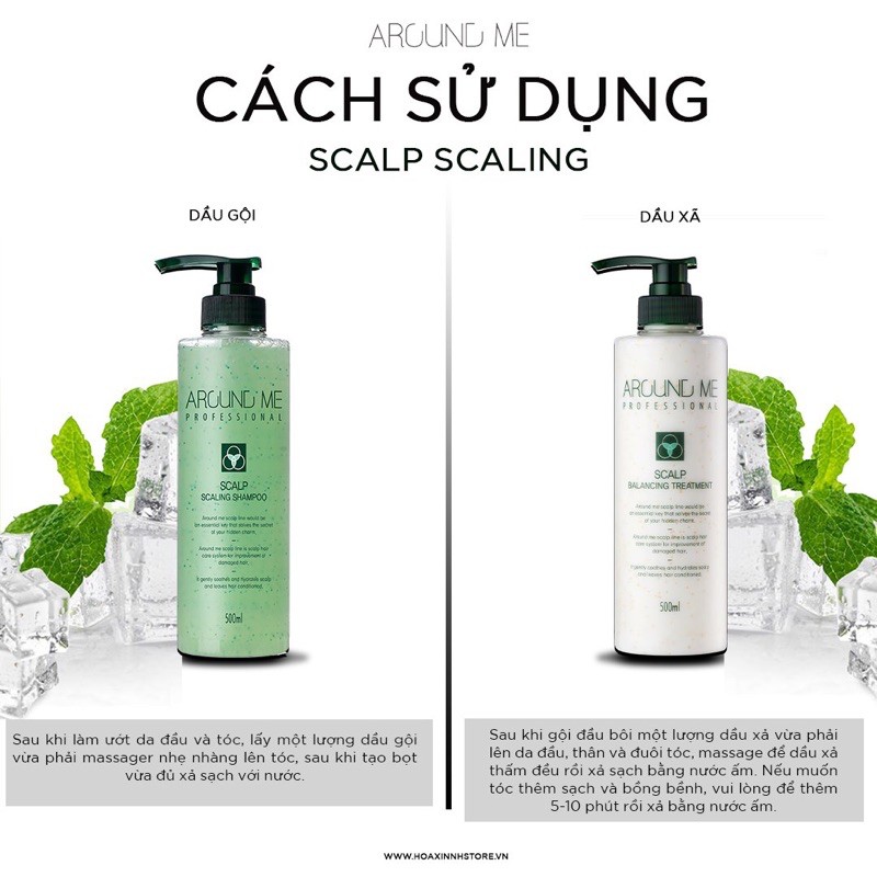 Combo Dầu Gội Và Dầu Xả Sạch Gầu Nấm Cân Bằng Phục Hồi Tóc Around Me Scalp Scaling Balancing Treatment 500ml/chai