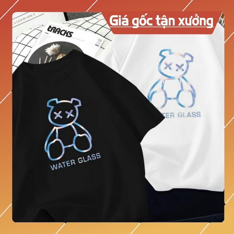 Áo Phông Unisex Form Rộng In Hình Gấu Phản Quang 5D Cá Tính