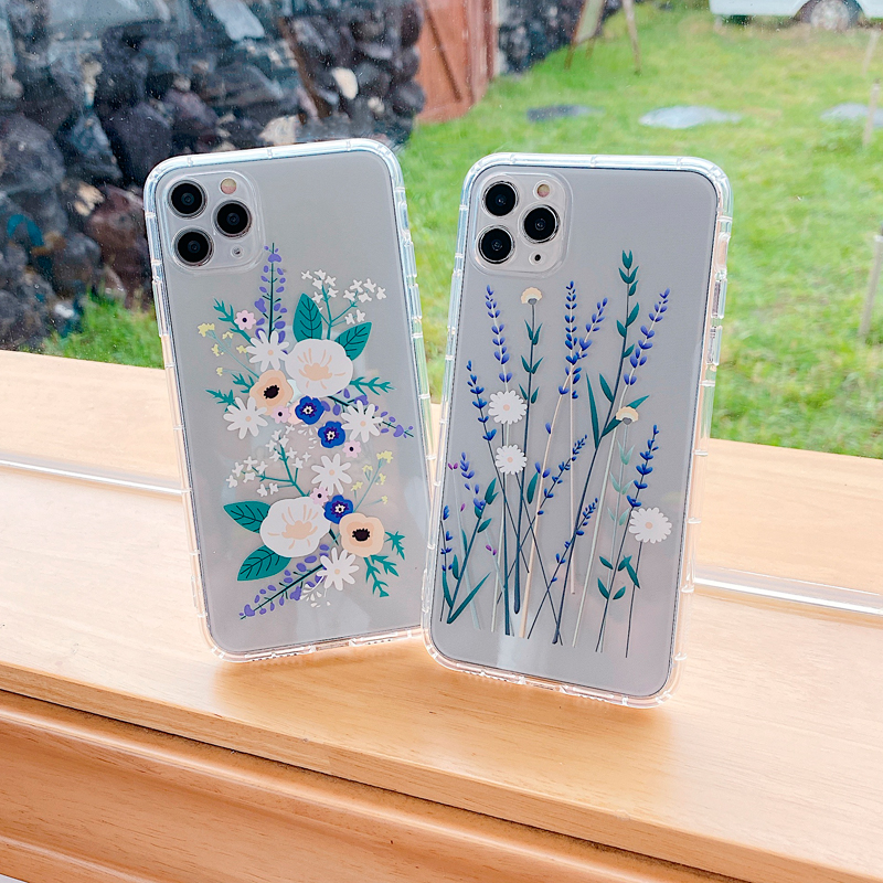 Ốp lưng iPhone 6 6s Plus 7 8 Plus SE 2020 X Xs Max XR 11 Pro Max 12 Pro Max 12 Mini Vỏ bọc vỏ điện thoại TPU Flower Grass dễ thương