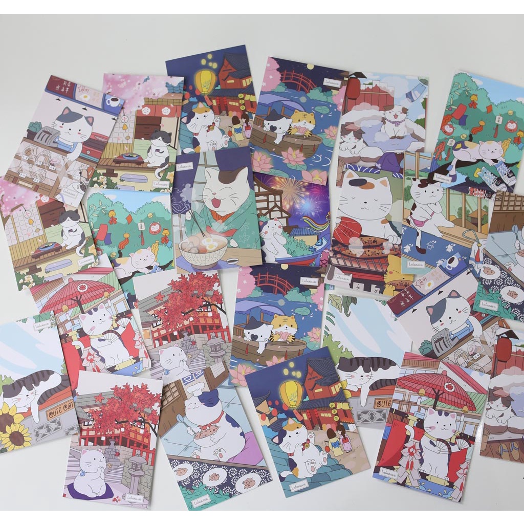 Set 8 Bưu thiếp Postcard mèo Nhật Bản dễ thương -A78