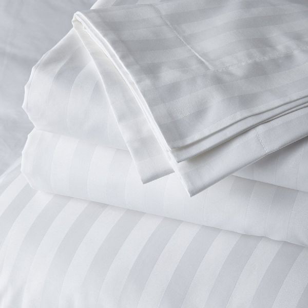 Ga trải (Ra trải) giường HANVICO Cotton màu trắng kẻ sọc 3cm