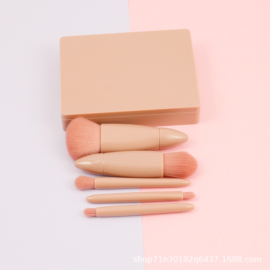 Set cọ trang điểm 5 cây kèm gương đầy đủ các chức năng, Bộ cọ Makeup 5 cây có gương trang điểm hàng nội địa Trung