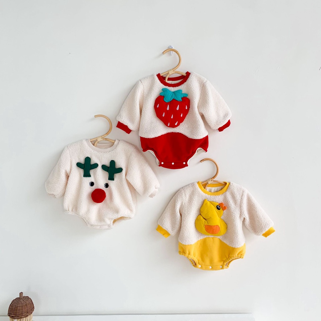 Baby Winter Clothes Newborn Cartoon Christmas Long Sleeve Warm Romper