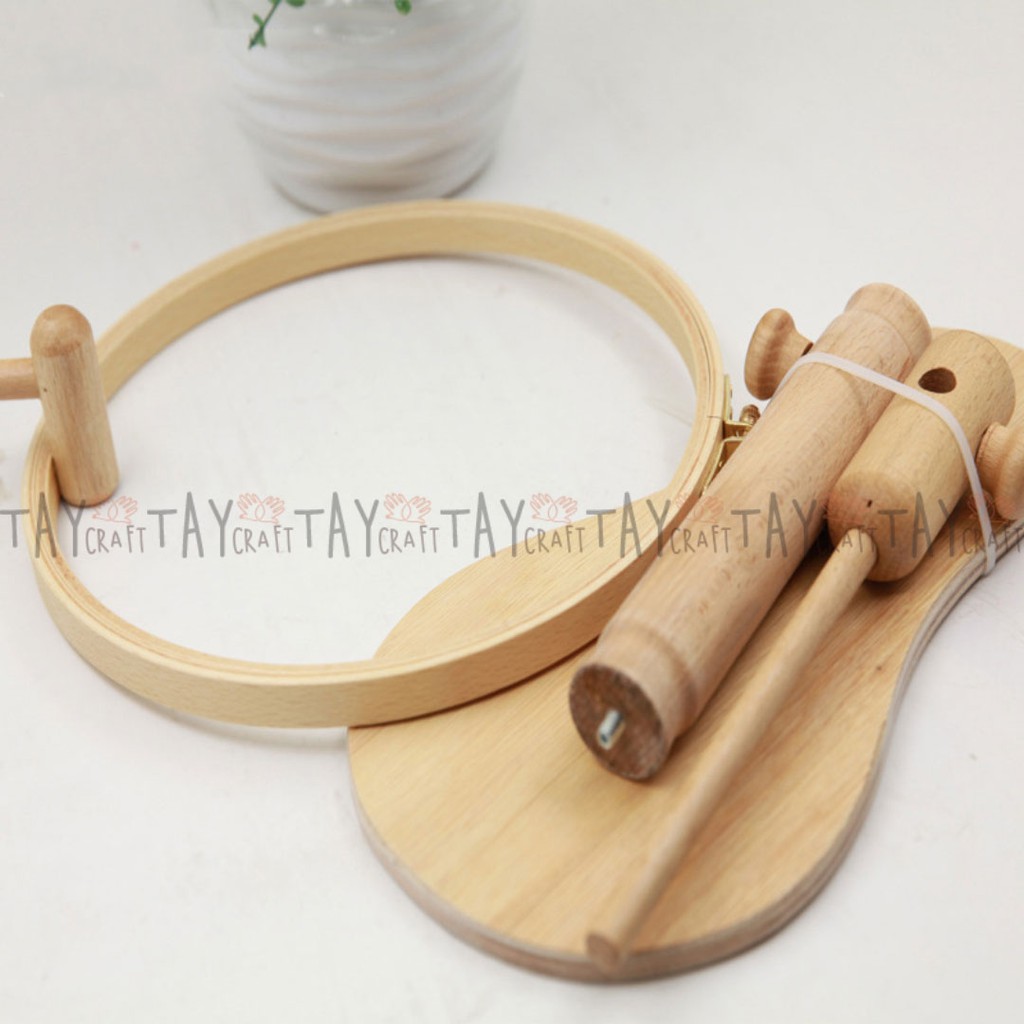 Giá đỡ khung thêu gỗ sồi ĐK 21cm có thể tháo lắp