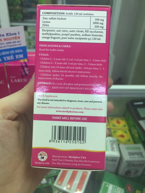 ✅(chính hãng toa bác sĩ) Siro LARUE ZINC-bổ sung kẽm cho bé yêu