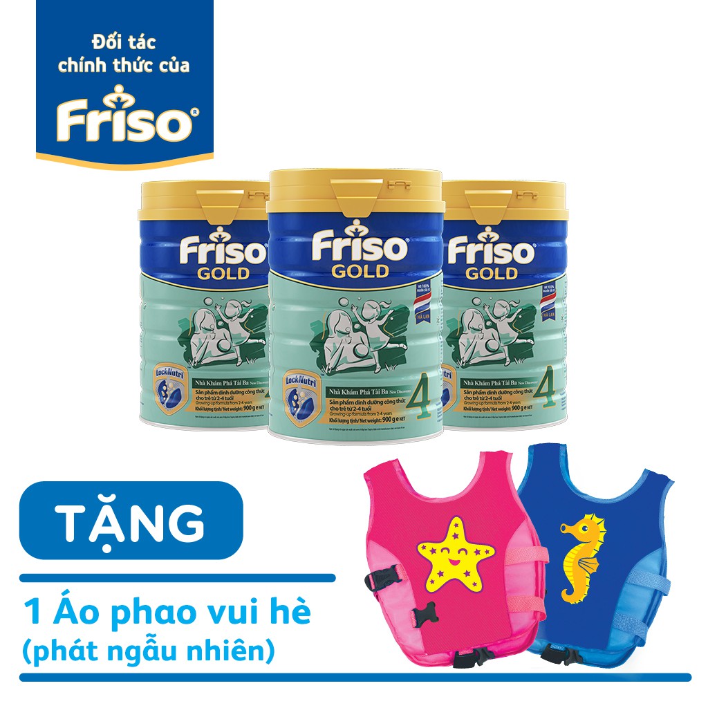 [Nhập MKBCFCV09 giảm 5% đơn 500K] combo 3 lon sữa bột friso 4 900g tặng phao bơi