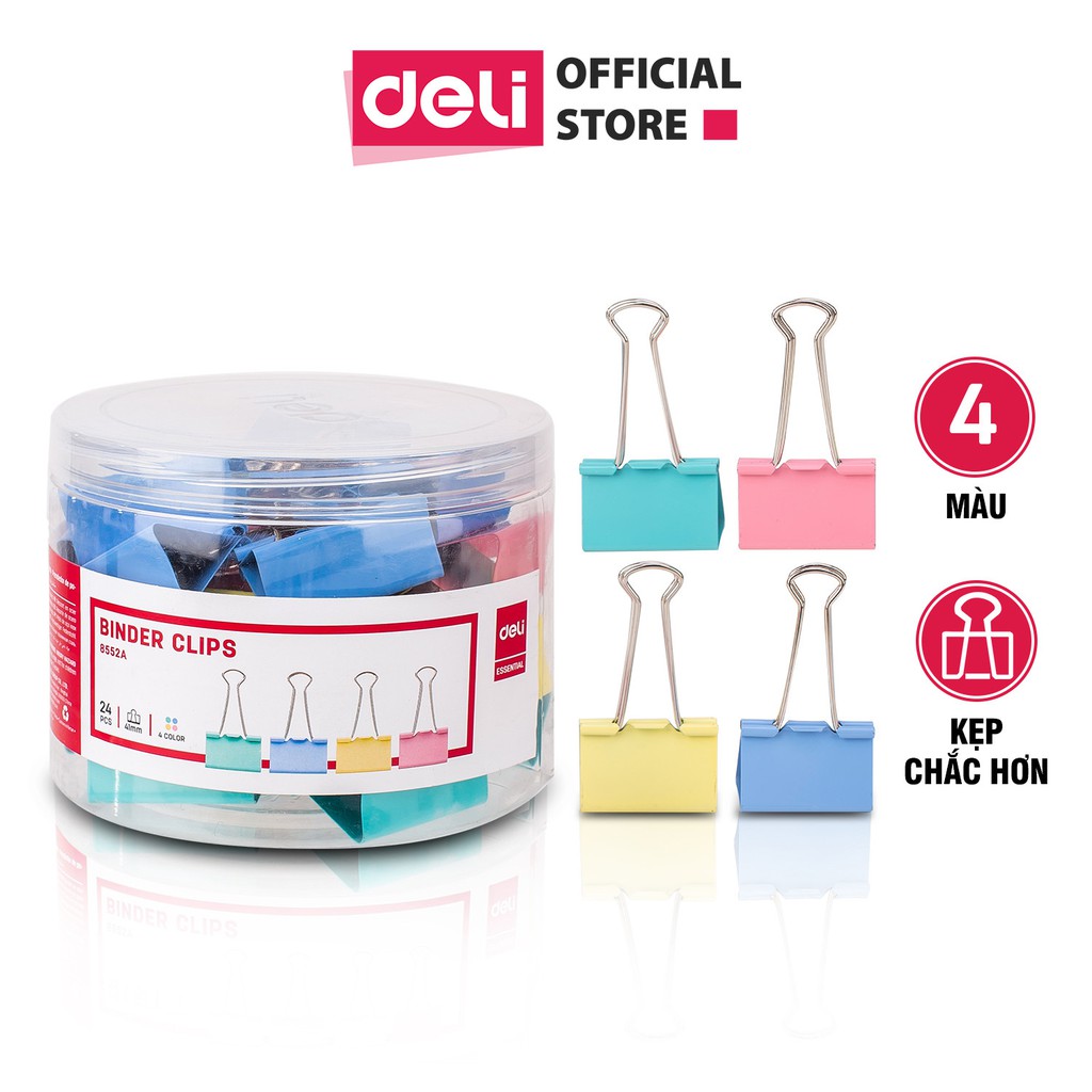 Kẹp bướm Deli - 24 chiếc/hộp - E8552A