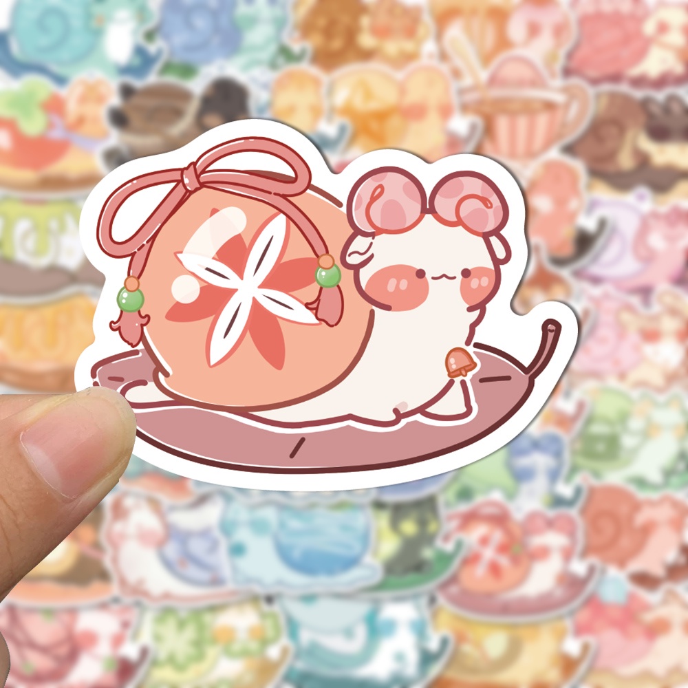 Bộ 50 Miếng Dán Trang Trí Laptop Chống Thấm Nước Hình Ốc Sên Hoạt Hình Dễ Thương