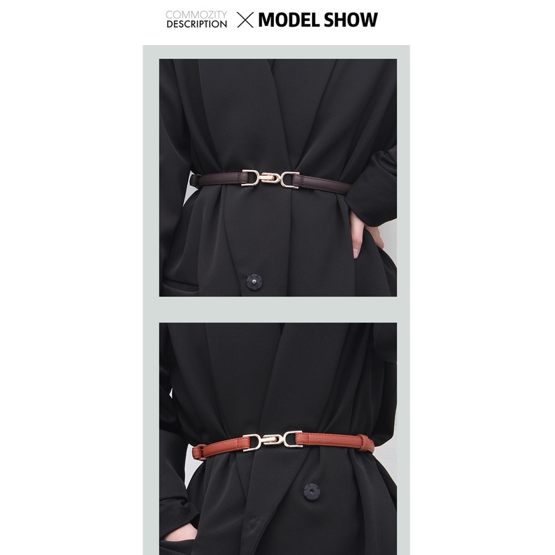 SmileFairyCC【COD &amp; Hàng Có Sẵn】Thắt Lưng Da Pu Khóa Hợp Kim Co Giãn Phong Cách Vintage