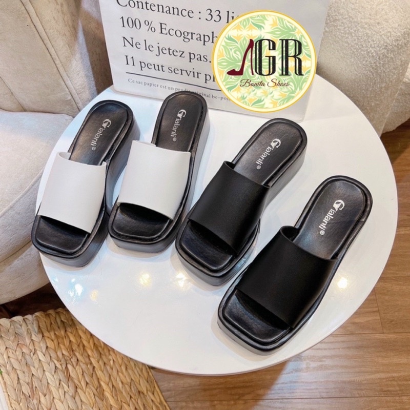 Dép xuồng bản ngang da mềm xinh cao 3 cm
