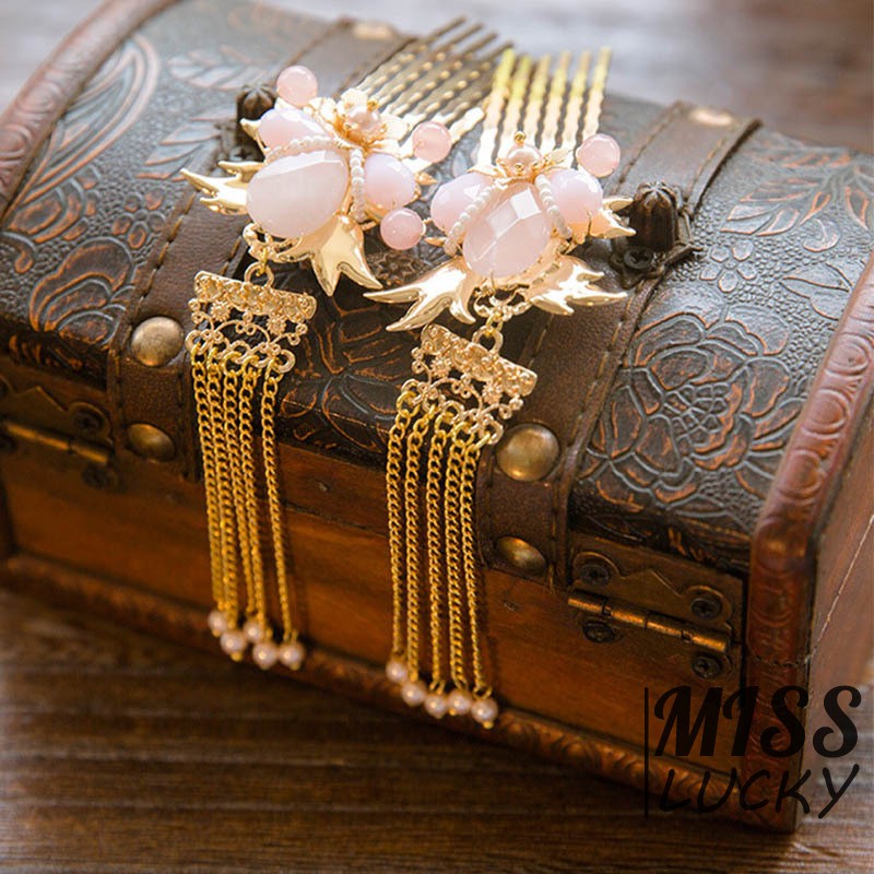 Phụ kiện tóc vàng kiểu dáng thời trang thanh tú cho cô dâu