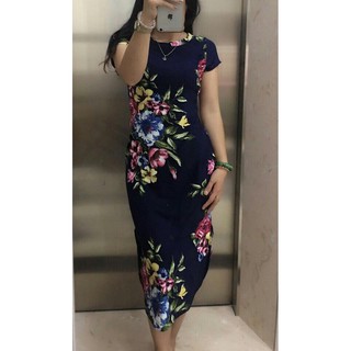 Váy hoa body dáng dài xẻ tà