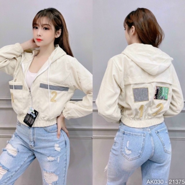 Áo Khoác Nữ KaKi Nhung Hàng QC Bomber Jackets Nữ Form Lửng Nhung Tâm THÊU 1 2 - AK1030