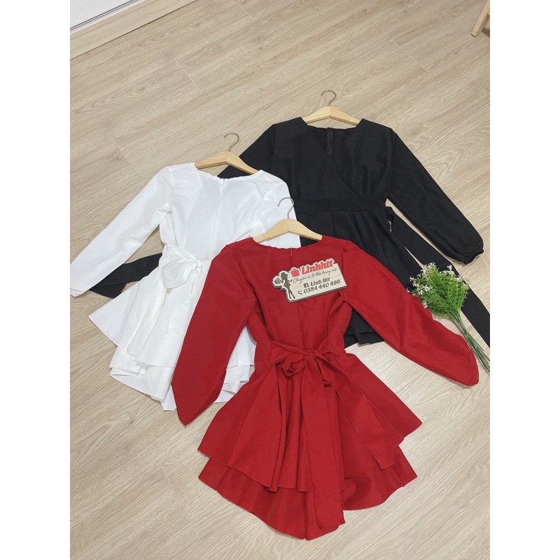 Jumpsuite cổ V tiểu thư giả váy Linhhtt Linh Htt