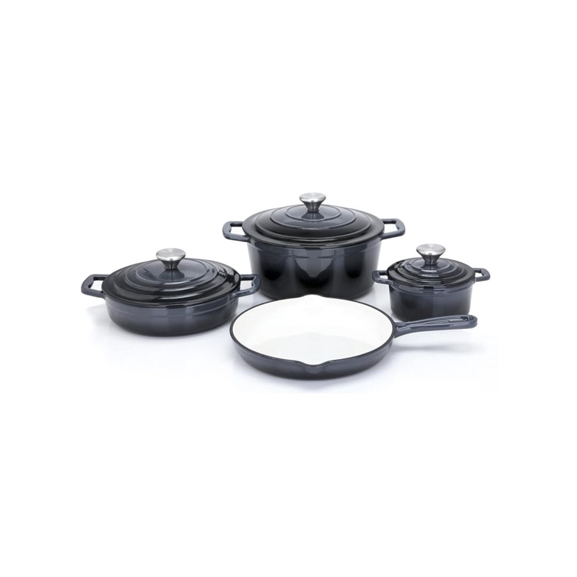 Bộ nồi - chảo gang Xanten tráng men 7 cái (3 nồi, 3 nắp, 1 chảo) màu xám - 067465