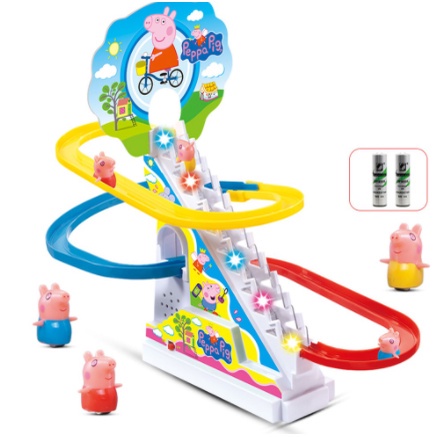 Bộ Đồ Chơi Heo Peppa Cầu Trượt Leo Cầu Thang Chiếu Sáng Phát Nhạc Ngộ Nghĩnh Cho Bé