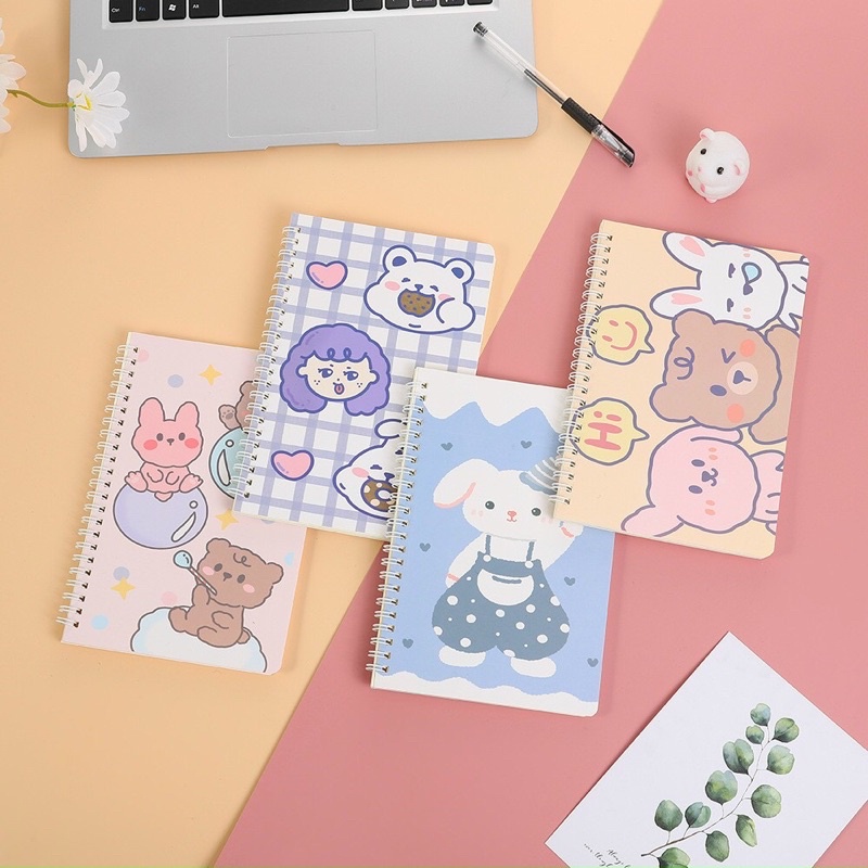Sổ lò xo A5 120 trang kẻ ngang hoạ tiết cute