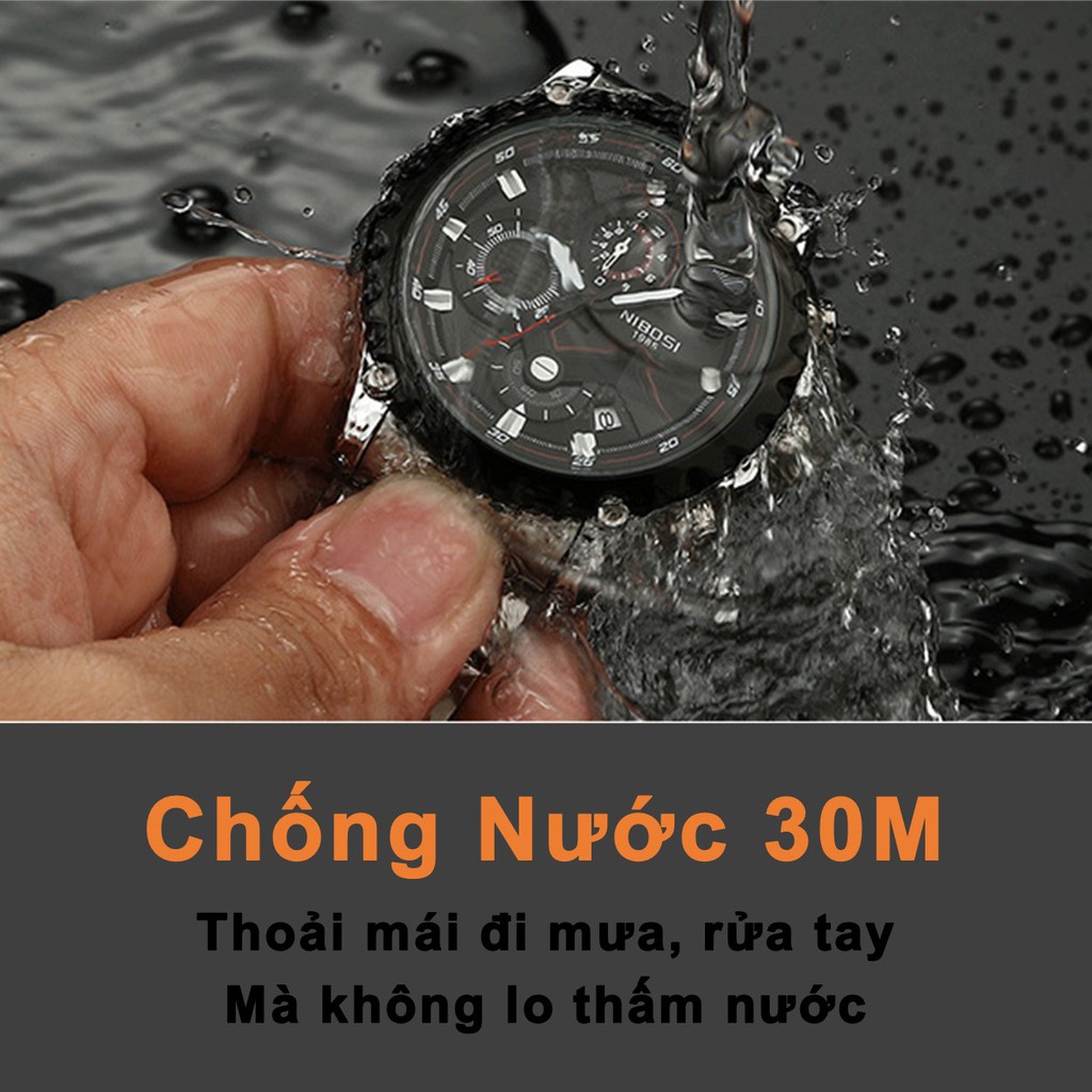 ( Xả hàng cuối năm) Đồng hồ Nam thời trang NIBOSI MenPro sang trọng dây thép chống gỉ Tặng Pin và hộp full box