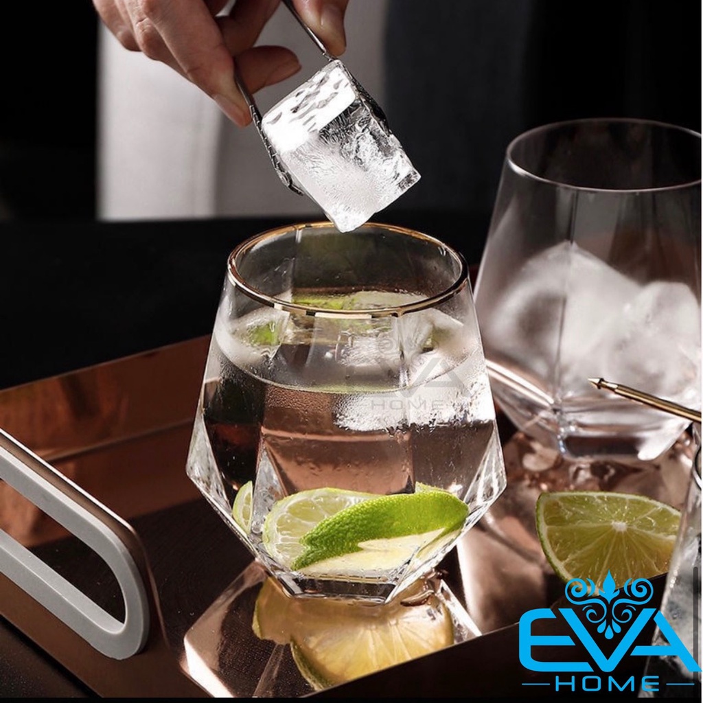 Ly Thuỷ Tinh Kim Cương Lục Giác Chịu Nhiệt Deli 320ML Diamond Shape Wiskey Glass Mugs Deli ES5361-2