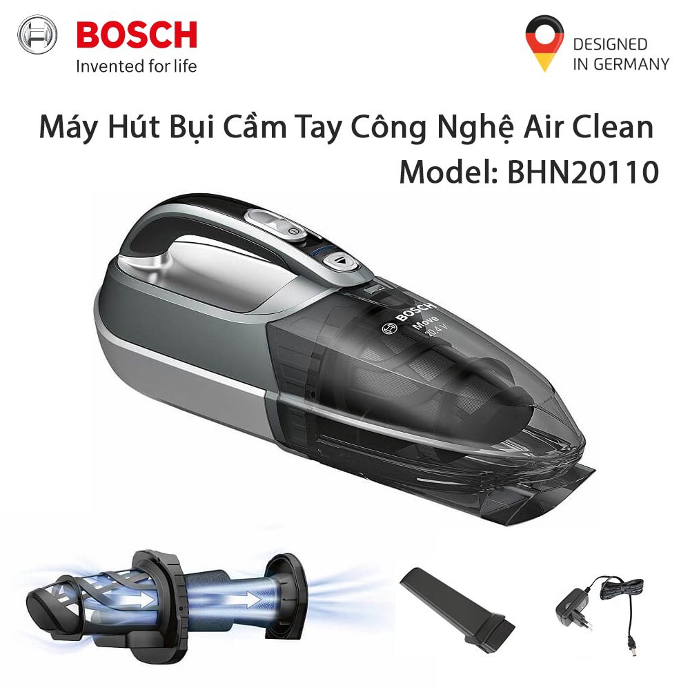 Máy hút bụi cầm tay Bosch BHN20110 thương hiệu Đức công nghệ Air Clean 20.4V - Hàng chính hãng, bảo hành 12 tháng