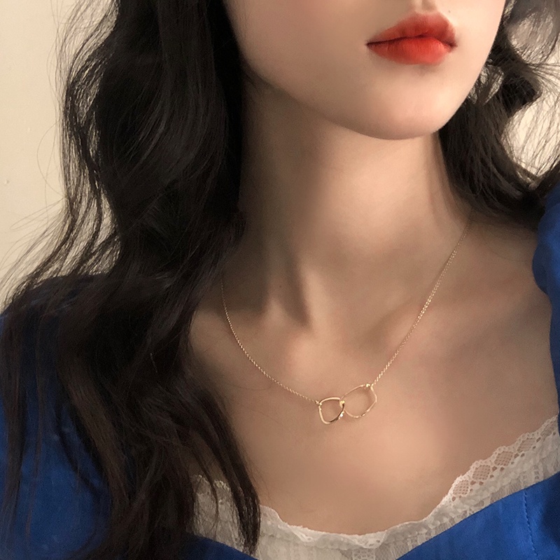 Dây Chuyền Mặt Nhẫn Đôi Phong Cách Retro 19A1270