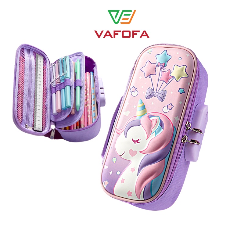 Hộp đựng bút học sinh hộp bút chì nhiều ngăn in nổi 3D KLW VAFOFA - PB303