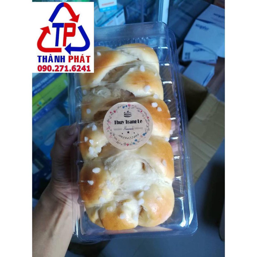 Hộp H143 - Hộp nhựa đựng bánh mì hoa cúc - tan chảy - chà bông