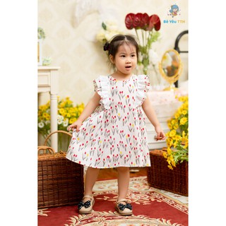 Đầm bé gái 9 mảnh hoa tulip size 1-8 tuổi - Bé Yêu TTH shop