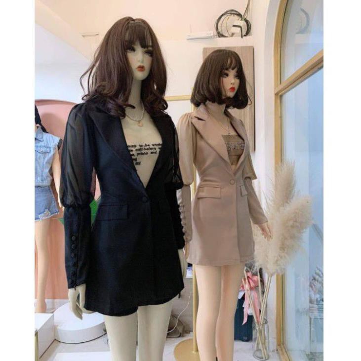 ÁO VEST NỮ FORM DÀI TAY PHỒNG VOAN+ QUẦN, VIDEO THẬT 100% ྇