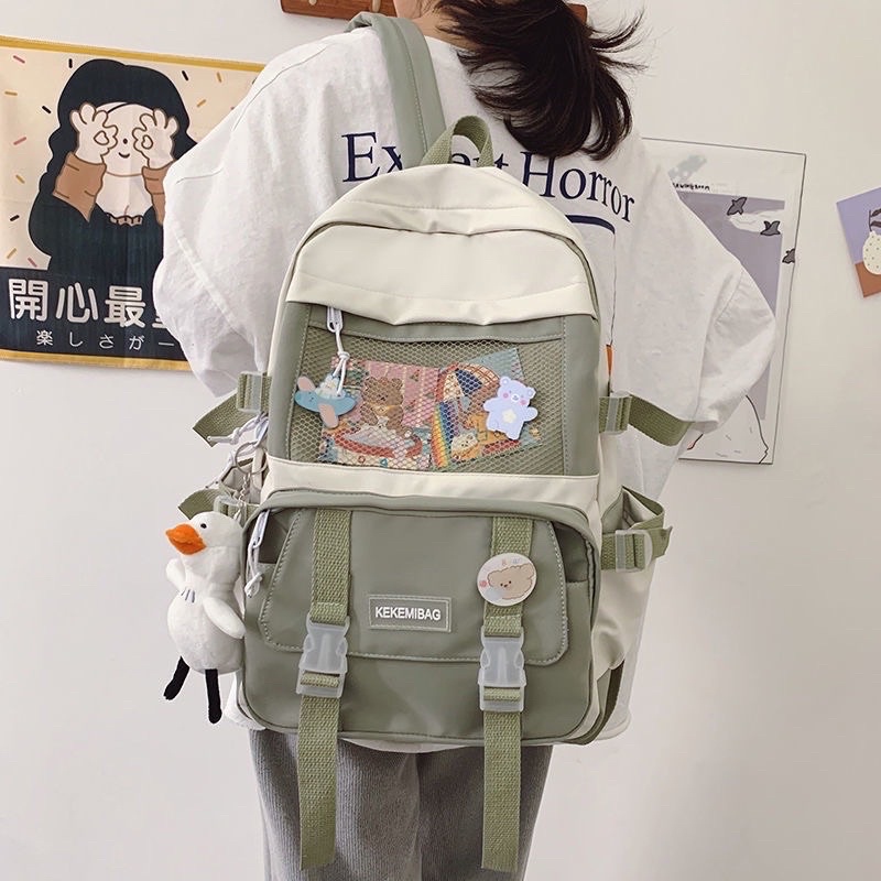 Balo Nam Nữ Unisex Màu Đen Hồng Xanh Rêu Xanh Dương Chất Canvas Đẹp Phong Cách Ulzzang Đi Học Đi Chơi Đi Du Lịch