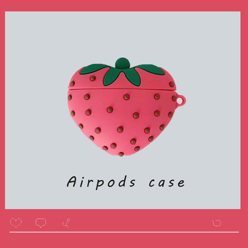 Vỏ Đựng Bảo Vệ Hộp Sạc Tai Nghe Airpods 1 / 2 Hình Trái Dâu Xinh Xắn