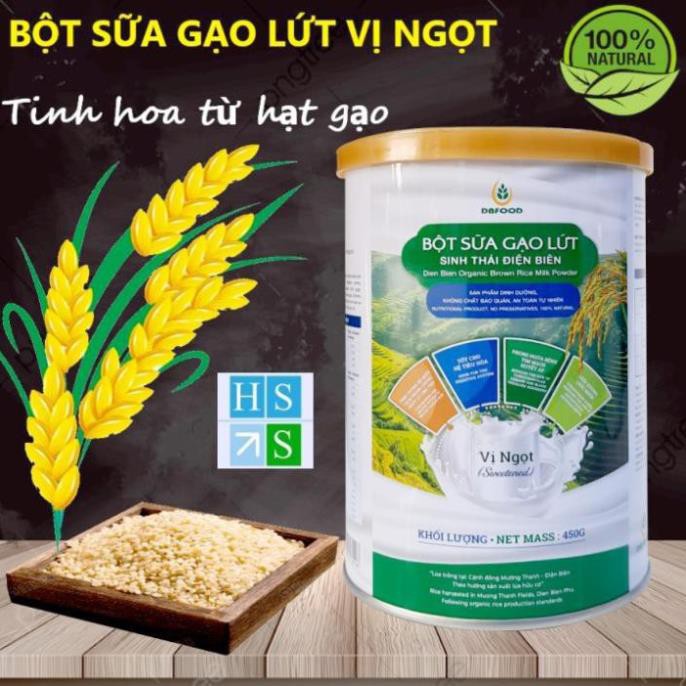 Hộp Bột sữa gạo lứt sinh thái Điện Biên DBFood 100% tự nhiên (450g / Hộp , tùy chọn VỊ MẶN, VỊ NGỌT hoặc ĂN KIÊNG)