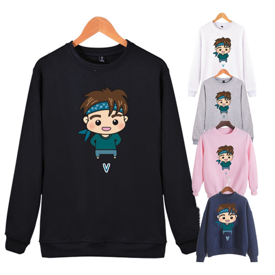 Áo Khoác Sweater In Hình Bts V Taehyung Chibi Dễ Thương