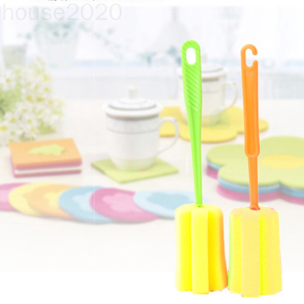 Cọ vệ sinh bình nước cán dài bằng mút mềm màu ngẫu nhiên HOUSE2020