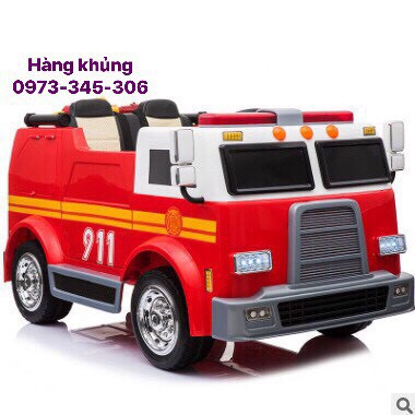 Ô tô điện trẻ em cao cấp cứu hỏa LL-911 2 động cơ 2 ghế da trang bị dụng cụ cứu hỏa