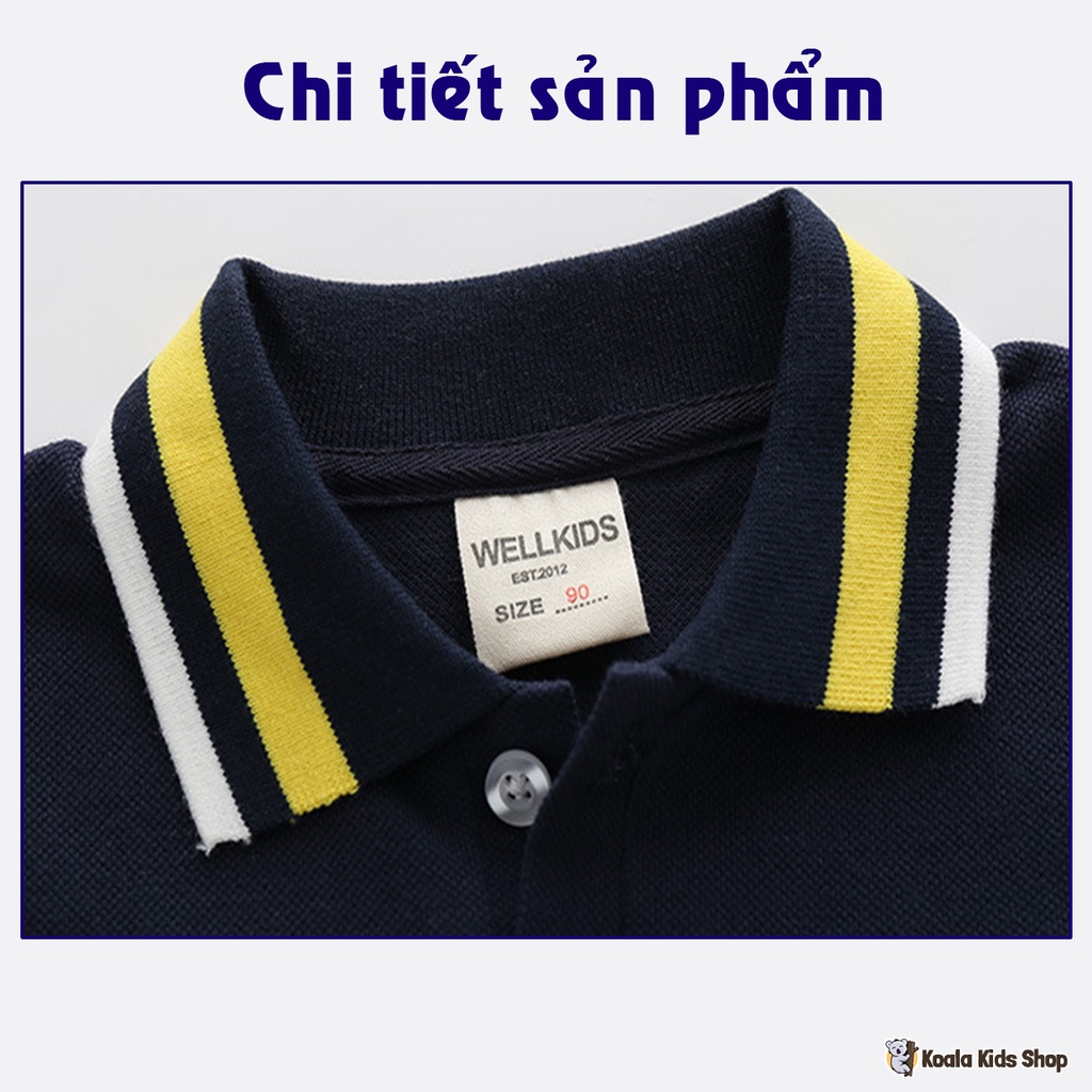 Áo phông cộc tay POLO bé trai WELLKIDS Áo thun có cổ trẻ em từ 2-7 tuổi