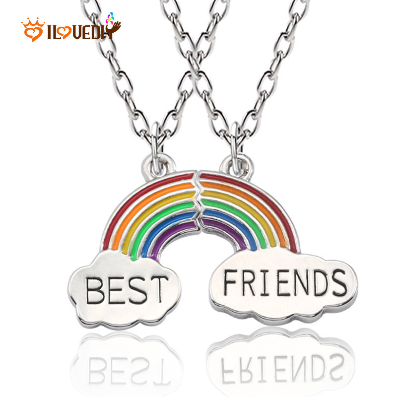 Bộ 2 Dây Chuyền Mặt Hình Cầu Vồng Thời Trang Cho Cặp Đôi