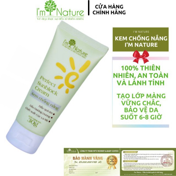 [I'm Nature] Kem Chống Nắng I'm Nature SPF50/PA+++ Perfect Sunblock Cream 30gr_An Toàn Tuyệt Đối Cho