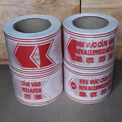 Cuộn dây rào cảnh báo khu vực cấm vào in 2 mặt loại đủ mét, dây an toàn công trường, khu vực cách ly