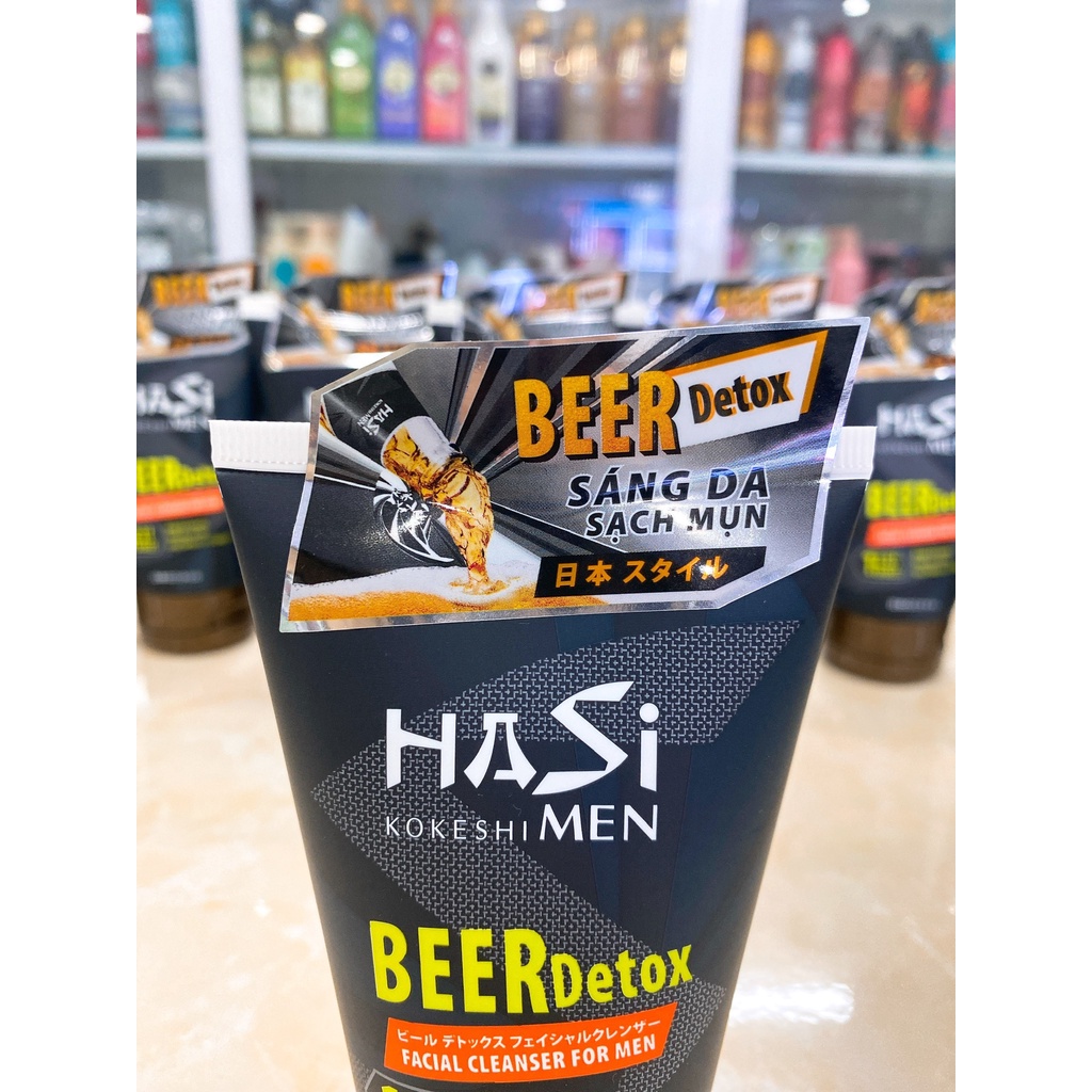 Sữa Rửa Mặt Nam Hasi Kokeshi Sạch Sâu Sáng Da Beer Detox Facial Cleanser For Men 100g
