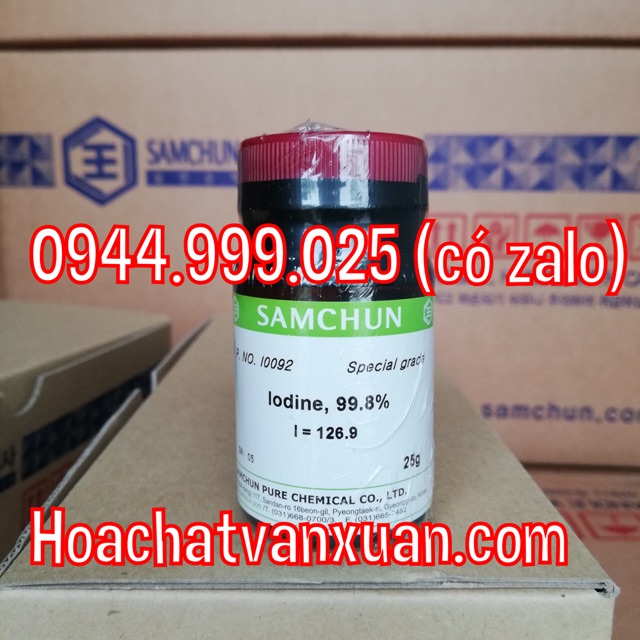 Hóa chất Iodine 99.8% I0092 Samchun Hàn Quốc lọ 25g Iot I2 CAS 7553-56-2 iodide