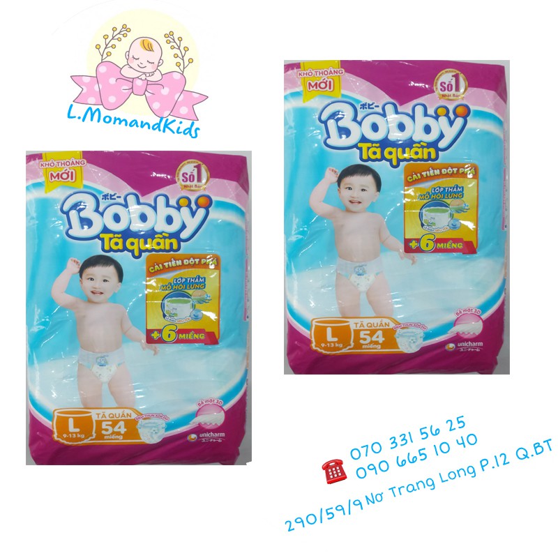 [Tặng kèm 6m] Tã quần Bobby siêu thoáng size L54 miếng