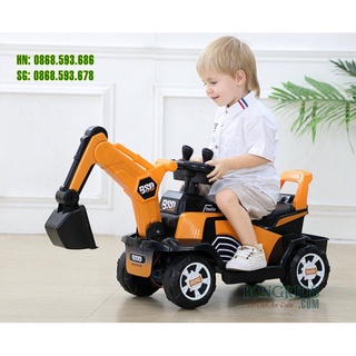 Xe cẩu điện kiêm xe cẩu chòi chân cao cấp 2188 cho bé 1-4 tuổi, đèn nhạc vui nhộn, có 3 màu, điều chỉnh được cần cẩu