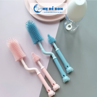 Cọ rửa bình sữa silicon 2 chi tiết tay cầm xoay 360 độ mẹ bé bon