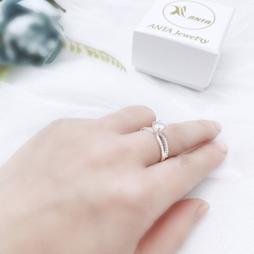 Nhẫn bạc ATJ9034 dành cho nữ đính đá thân chéo ANTA Jewelry